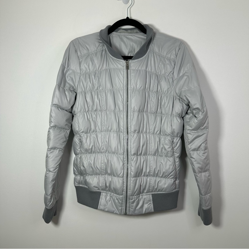Athleta Women’s Dobby Goose Down Gray Puffer Jacket Size S